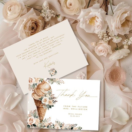 Ijsje Gescoord Boho Bruiloftsborrel met Bloemen Bedankkaart