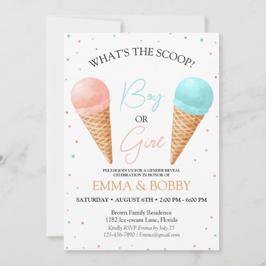 Ijsje Geslacht bekendmaken Feest Uitnodiging (Voorkant)