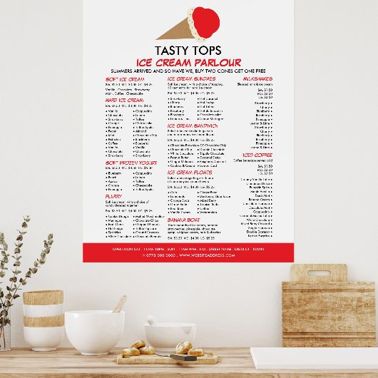 Ijsje, Ijszaak Menu Poster (Keuken)