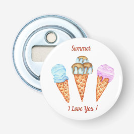 Ijsje Ik Hou Van Jou Schattige Zomer  Button Flesopener