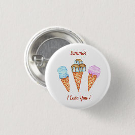 Ijsje Ik Hou Van Jou Schattige Zomer   Ronde Button 3,2 Cm