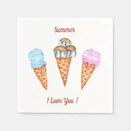 Ijsje Ik Hou Van Jou Schattige Zomer Servet