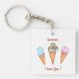 Ijsje Ik Hou Van Jou Schattige Zomer   Sleutelhanger