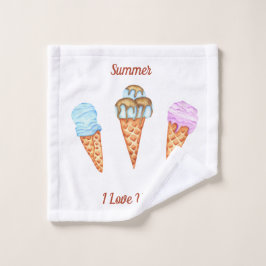 Ijsje Ik Hou Van Jou Schattige Zomer    Washandje
