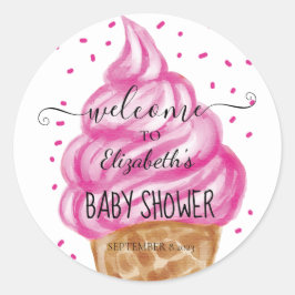 Ijsje Kegel Confetti Snoepjes Ronde Sticker