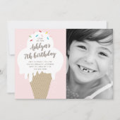 Ijsje kegel kinderen foto verjaardagsfeestje kaart (Voorkant)