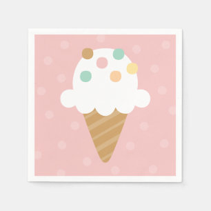 Ijsje Kegel Pastel Verjaardagsfeest Servetten