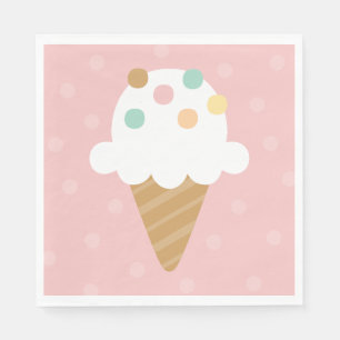 Ijsje Kegel Pastel Verjaardagsfeest Servetten