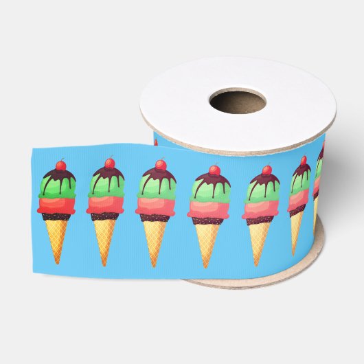 Ijsje Kegels Patroon Grosgrain Lint (Spoel)