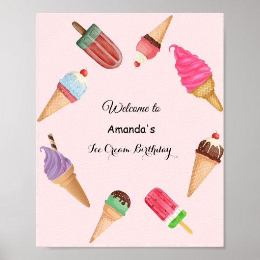 Ijsje Kegels Popsicles Verjaardag Poster (Voorkant)