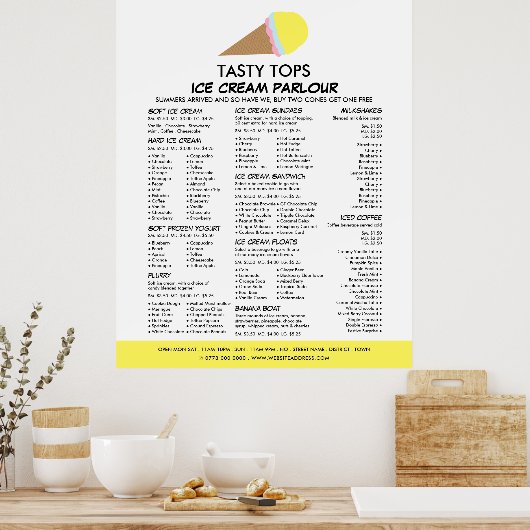 Ijsje, Menu Ijszaak Poster (Keuken)