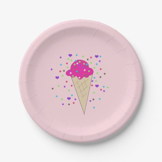 Ijsje met confetti papieren bordje (Voorkant)