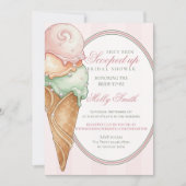 Ijsje met Roze Streep Bruiloftsfeest Uitnodiging (Voorkant)