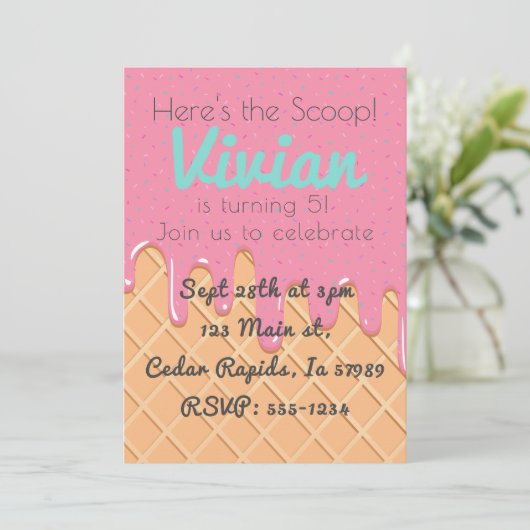 Ijsje Met Strooierig Leuk Kaart (Staand voorkant)