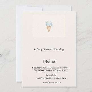 Ijsje Mini Baby Shower Uitnodiging, Bewerkbaar Kaart