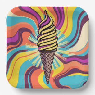 Ijsje Psychedelische Pop Art Papieren Bordje