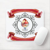 ijsje sundae in een glazen mousepad muismat (Met muis)