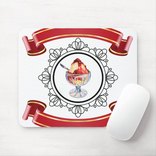  ijsje sundae in een glazen mousepad muismat (Met muis)