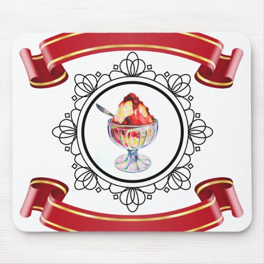 ijsje sundae in een glazen mousepad muismat (Voorkant)