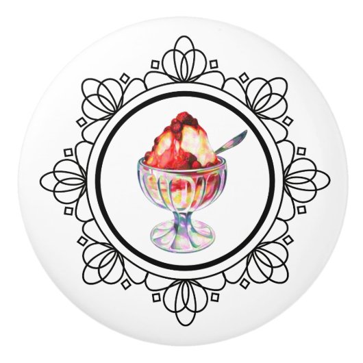  ijsje sundae keramische knol knop (Voorkant)