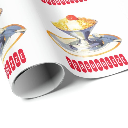 ijsje sundae retro dessert food wrappi cadeaupapier (Rol Hoek)
