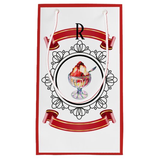  ijsje Sundae rood wit zwart Klein Cadeauzakje (Voorkant)