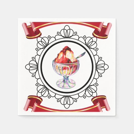  ijsje sundae wit rood zwart servet (Voorkant)