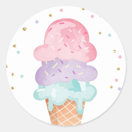 Ijsje Verjaardag Envelope Sluitzegel Zomer Sticker (Voorkant)