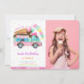 Ijsje Verjaardag Foto Uitnodiging (Voorkant)