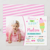 Ijsje verjaardagsfeest uitnodigingen met foto (Voorkant / Achterkant)