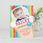 Ijsje Verjaardagsfeestje Foto Uitnodiging (Staand voorkant)