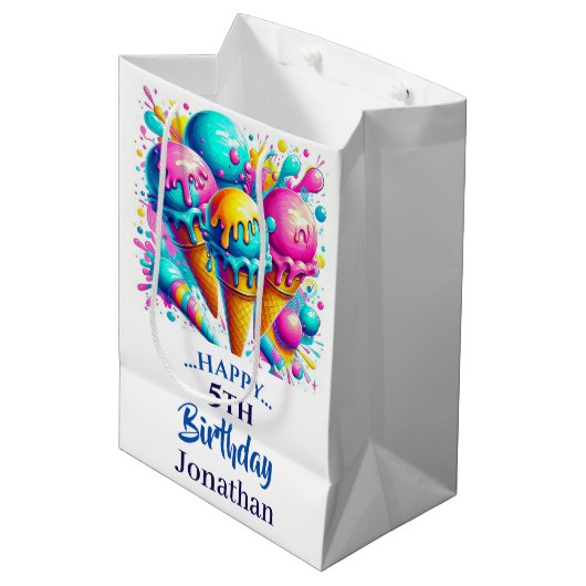 ijsje verjaardagsfeestje medium cadeauzakje (Voorkant Gekanteld)