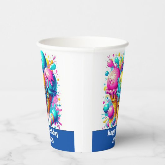 ijsje verjaardagsfeestje papieren bekers (Rechts)