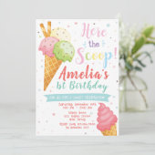 Ijsje Verjaardagsuitnodiging. Zoete Viering Kaart (Staand voorkant)