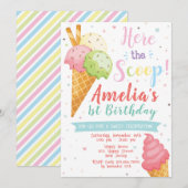Ijsje Verjaardagsuitnodiging. Zoete Viering Kaart (Voorkant / Achterkant)