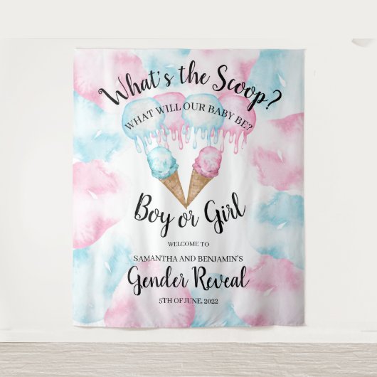 Ijsjes geslacht bekendmaking achtergrond. wandklee wandkleed (Voorkant)