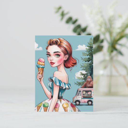 IJsjes in het bos met Sasquatch Briefkaart (Staand voorkant)