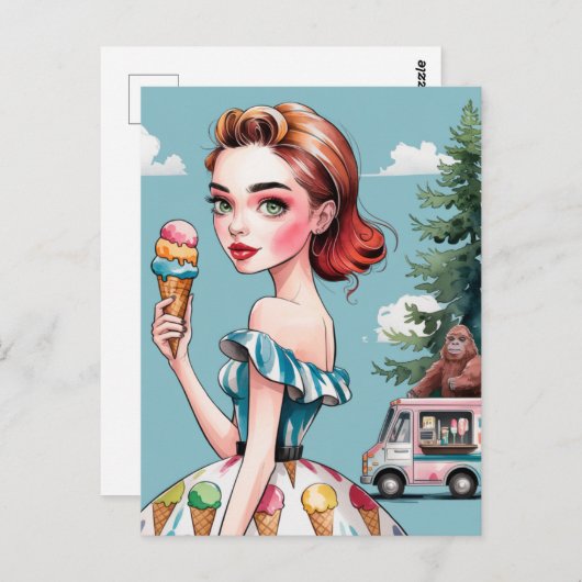 IJsjes in het bos met Sasquatch Briefkaart (Voorkant / Achterkant)