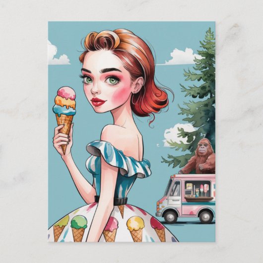 IJsjes in het bos met Sasquatch Briefkaart (Voorkant)