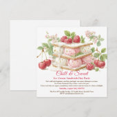 Ijsjes Sandwich Dag Aquarel Uitnodiging (Voorkant / Achterkant)