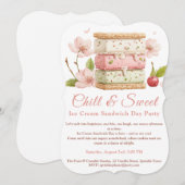 Ijsjes Sandwich Dag Aquarel Uitnodiging (Voorkant / Achterkant)
