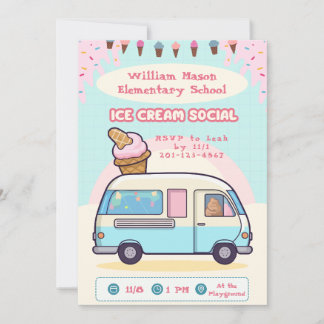 Ijsjes-social-invitaties met ijs-wagen kaart