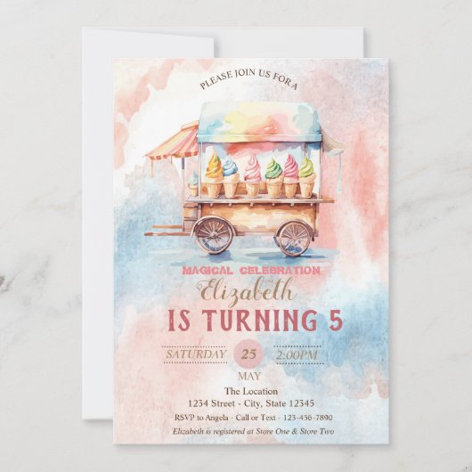 Ijsjes Waterverfspatten Verjaardag Kaart (Voorkant)