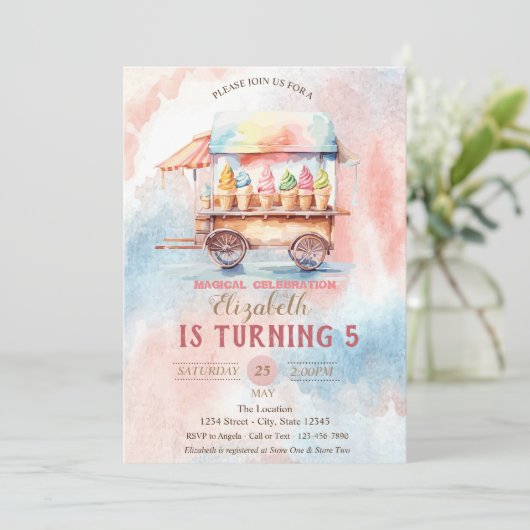 Ijsjes Waterverfspatten Verjaardag Kaart (Staand voorkant)