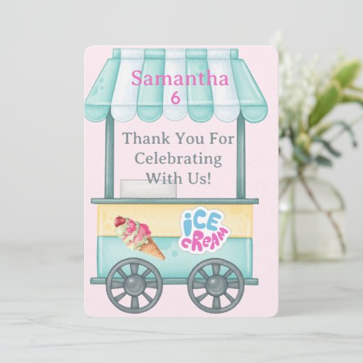 IJskaart bedankkaart, Samantha verjaardag bedankt (Staand voorkant)