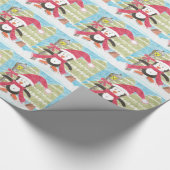 IJskaatpinguïn kerstpapier Cadeaupapier (Hoek)