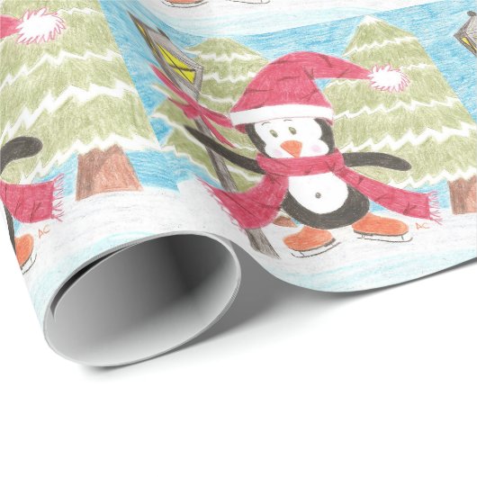 IJskaatpinguïn kerstpapier Cadeaupapier (Rol Hoek)