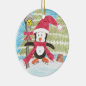 IJskaatpinguïn kerstversiering Keramisch Ornament (Rechts)