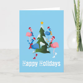 IJskateboarden en kerstbomen Feestdagen Kaart