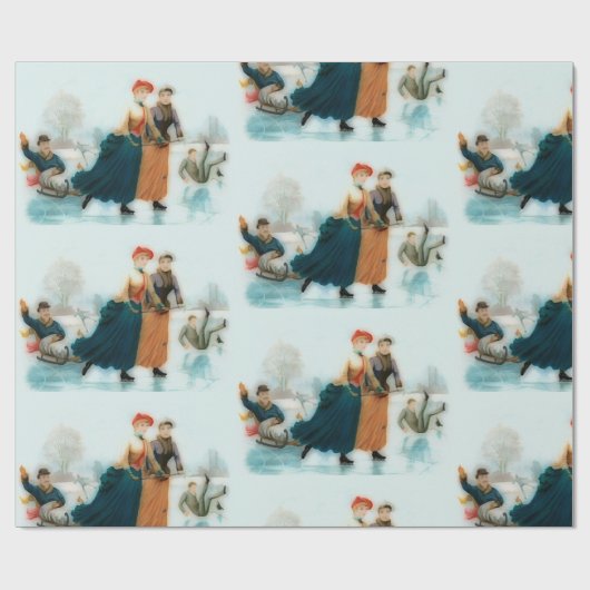 IJskating in Noorwegen - grappige  beelden   Cadeaupapier (Vlak)